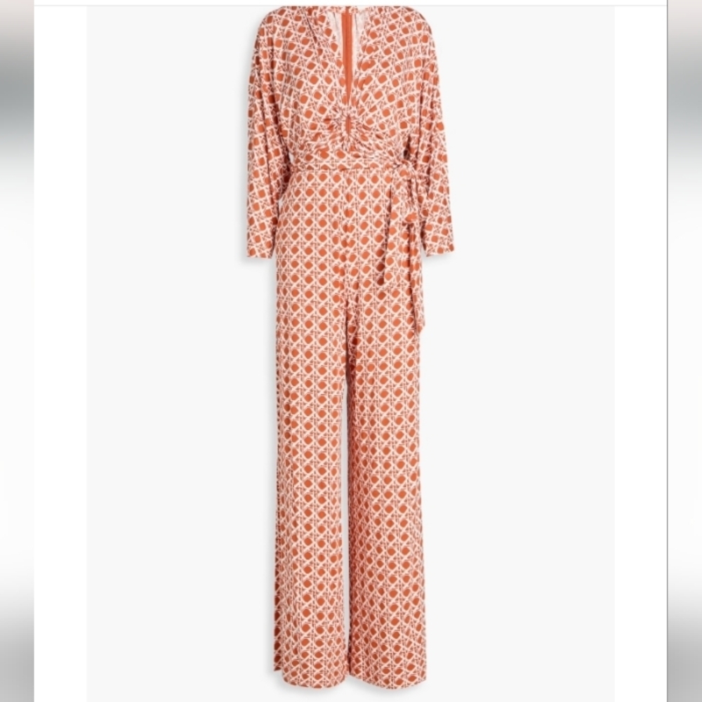 Diane Von Fustenberg Aurelia Jumpsuit in Vintage Cane Sm Marmalade